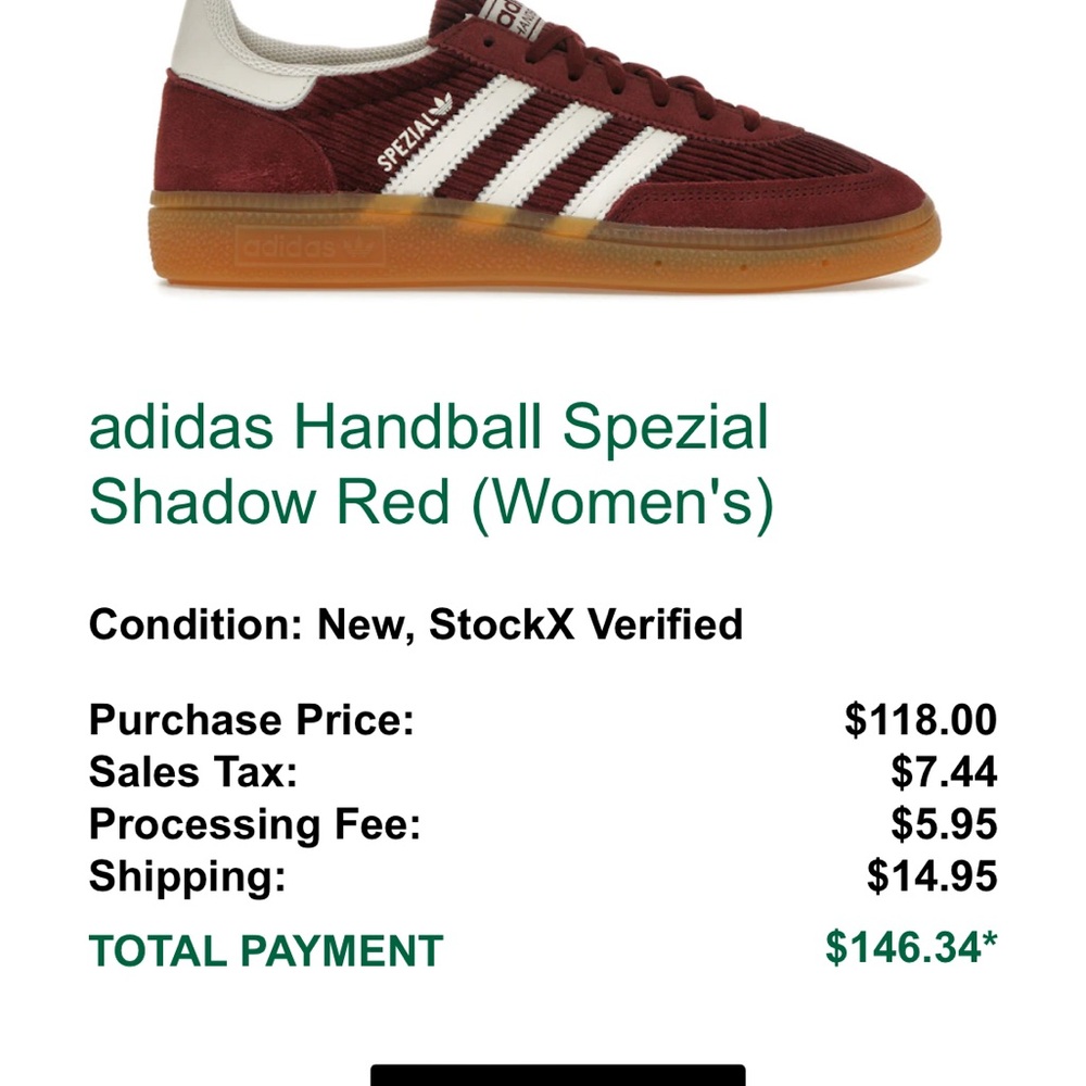Shadow Red Adidas Handball Spezial- fits like a 7.5